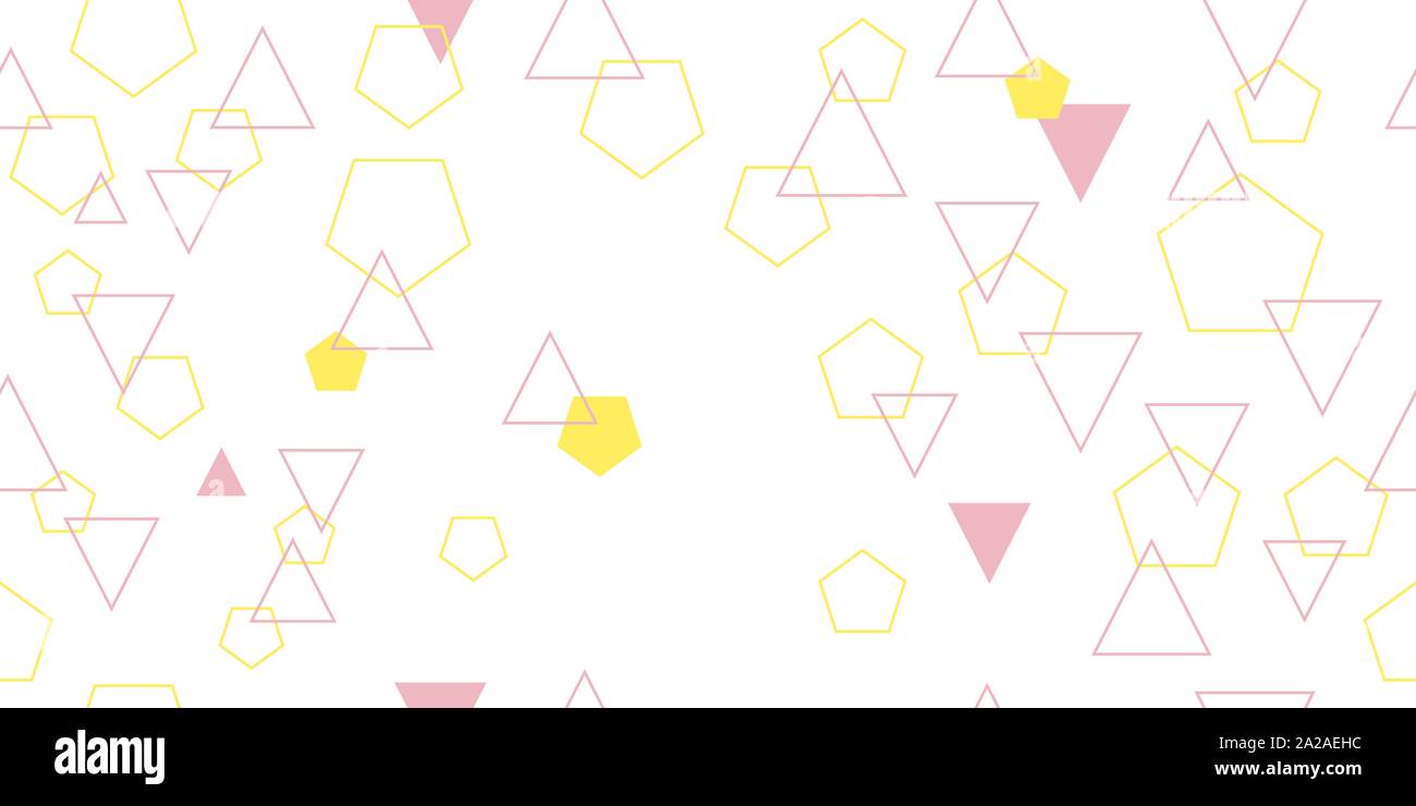 Seamless pattern from different triangles and pentagons. Vector illustration. Isolated elements on a white background. Stock Vector