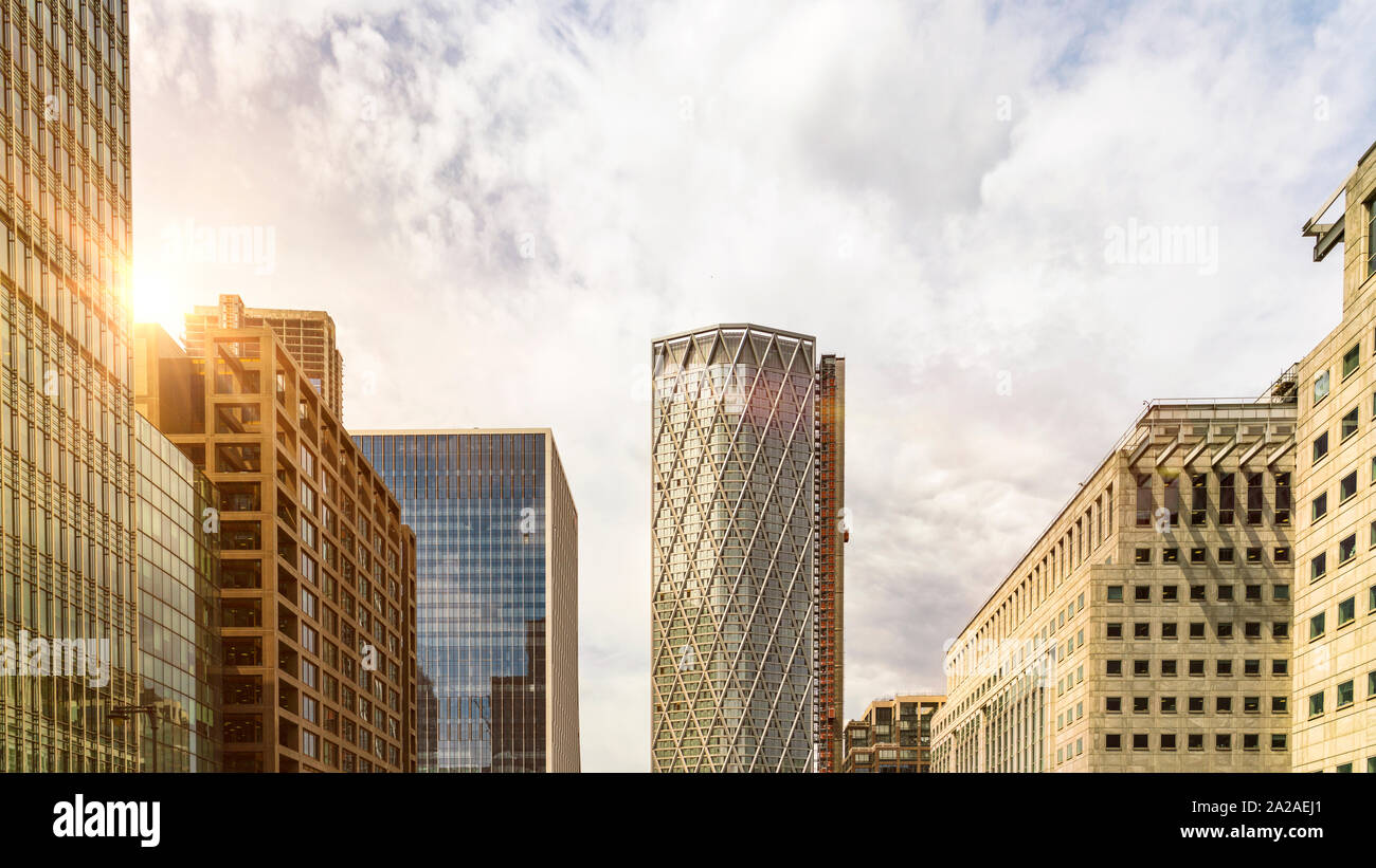 London;s new modern skyline at sunset Stock Photo