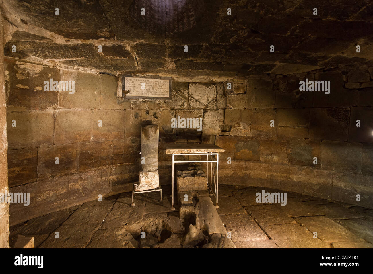 Image of the Mamertine prison in Rome, Italy. According to tradiotion Saint Paul was imprisoned in this jail. Stock Photo