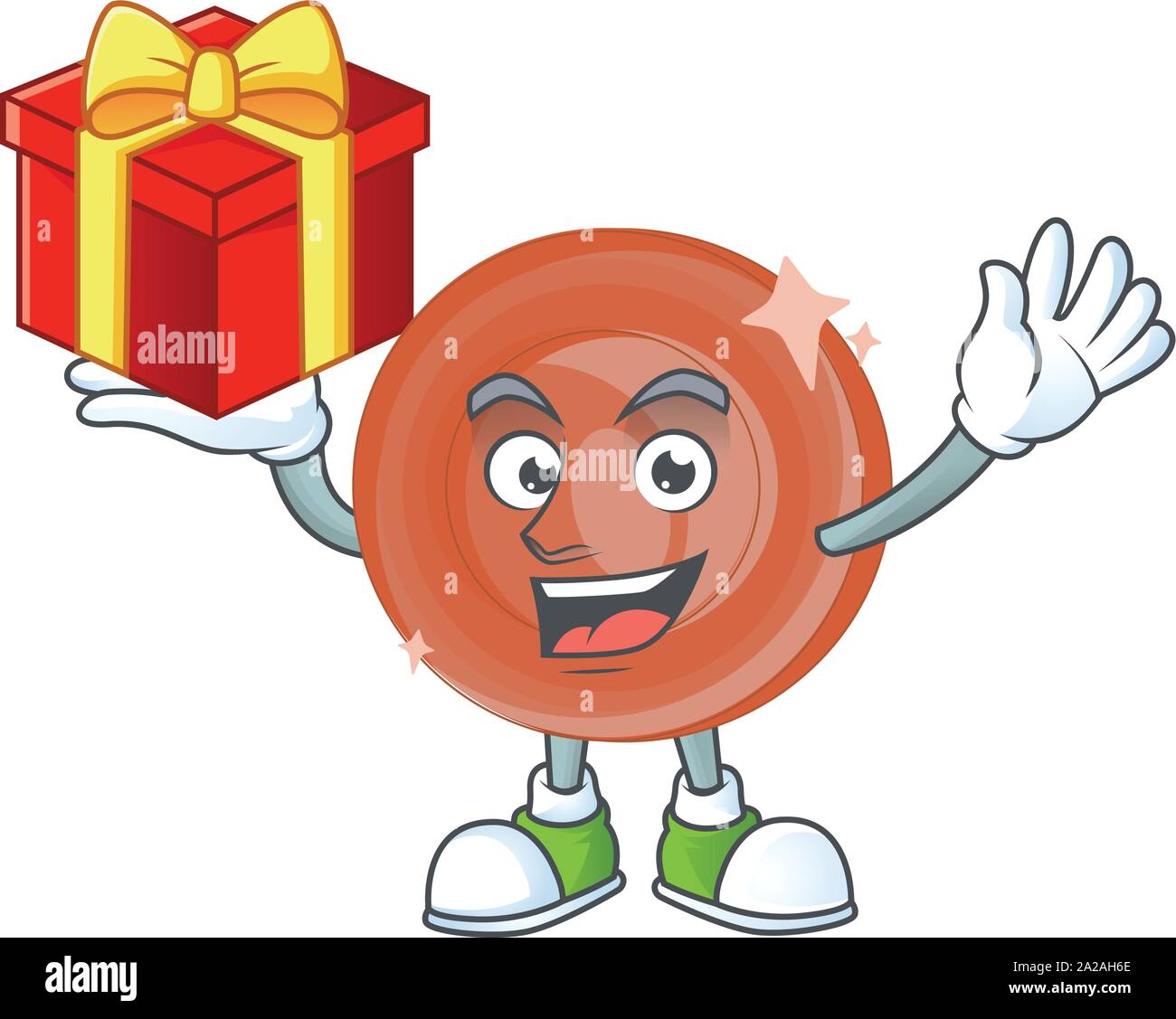 Bring gift bronze coin cartoon character mascot style Stock Vector ...
