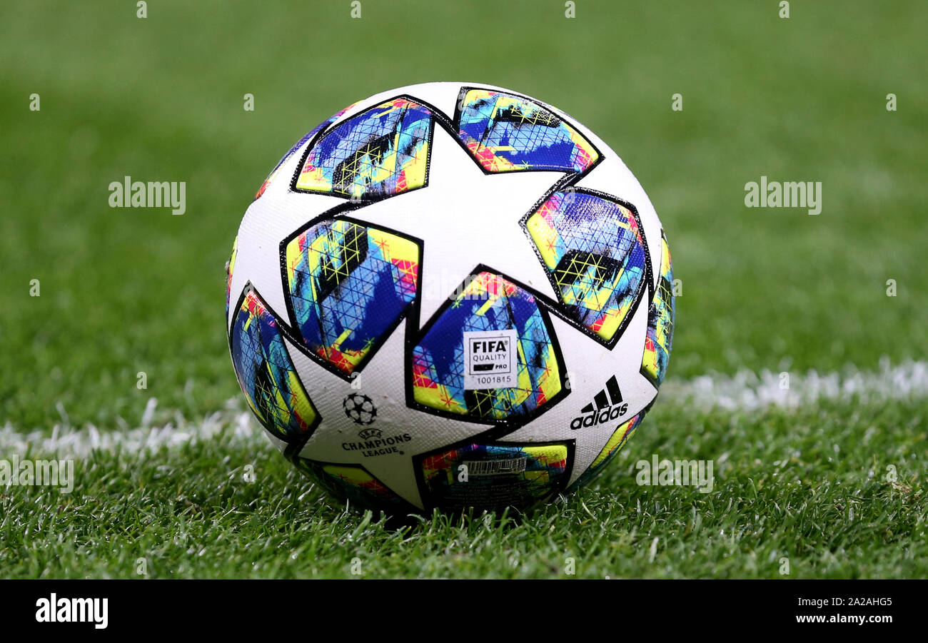 An Adidas match ball during the UEFA Champions League match at Tottenham  Hotspur Stadium, London Stock Photo - Alamy