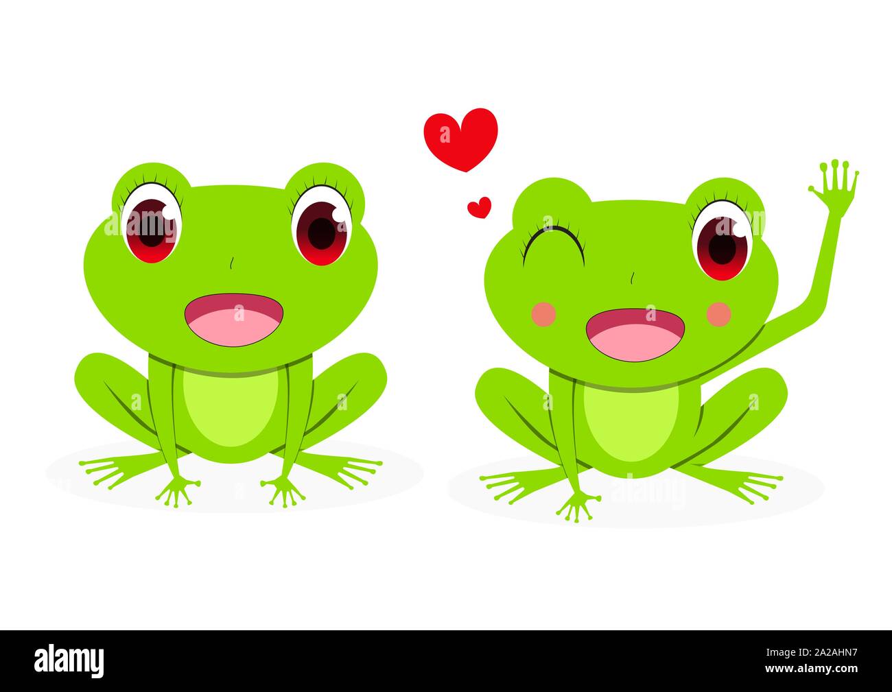 Front view, Cute Female red eye tree frog, vector art Stock Vector