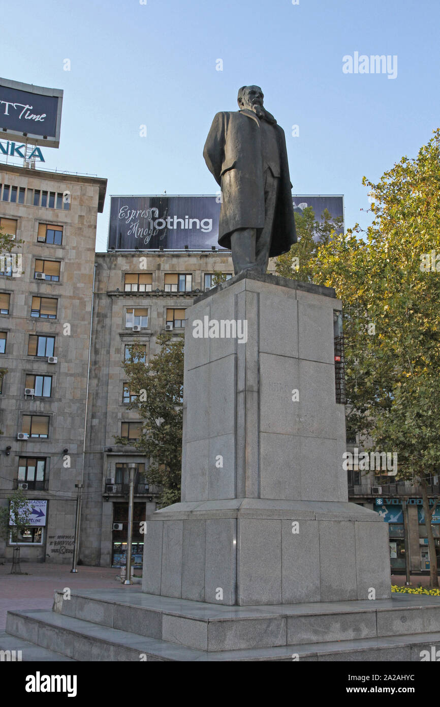 Nikola Pasic satue at the Nikola Pasic square, Belgrade, Serbia. Stock Photo