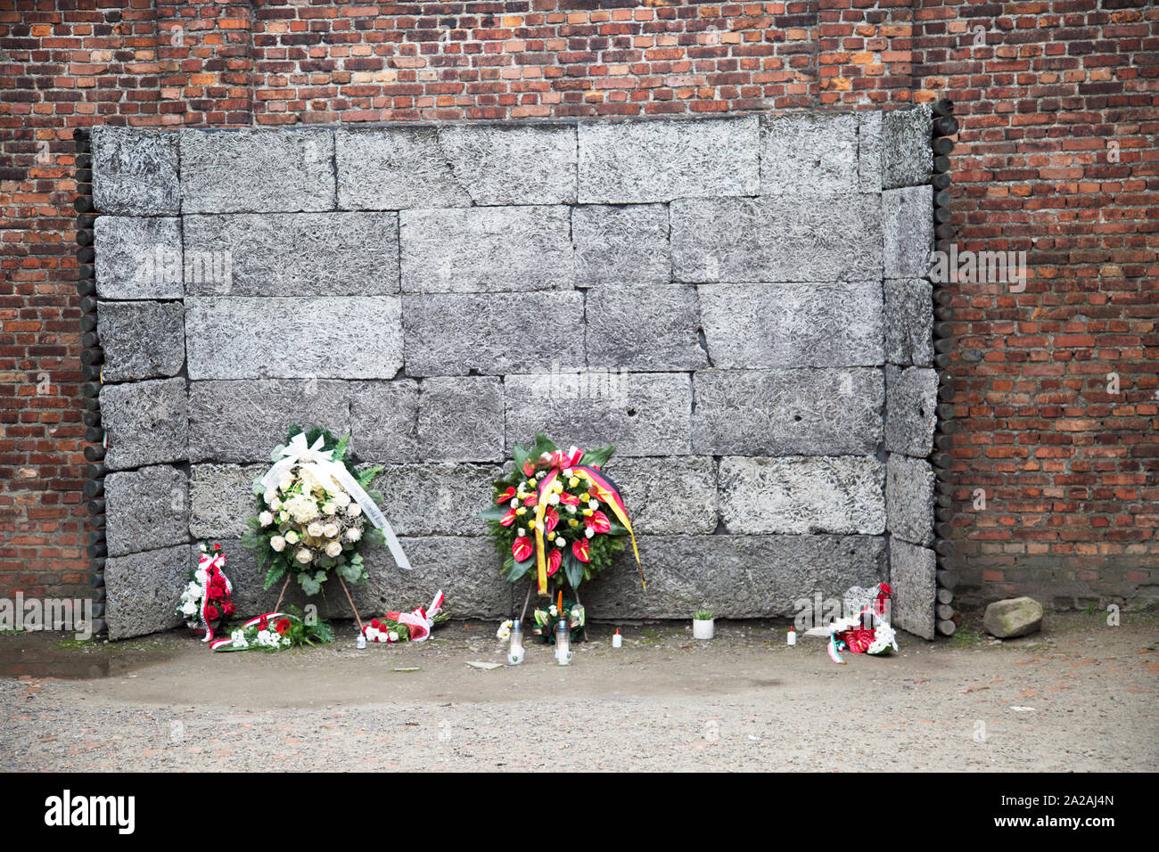 Execution wall, Auschwitz I concentration camp, Oświęcim, Poland Stock Photo