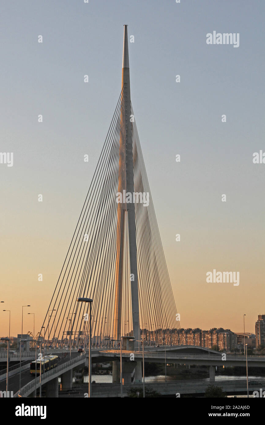 The Ada Bridge, Belgrade, Serbia. Stock Photo