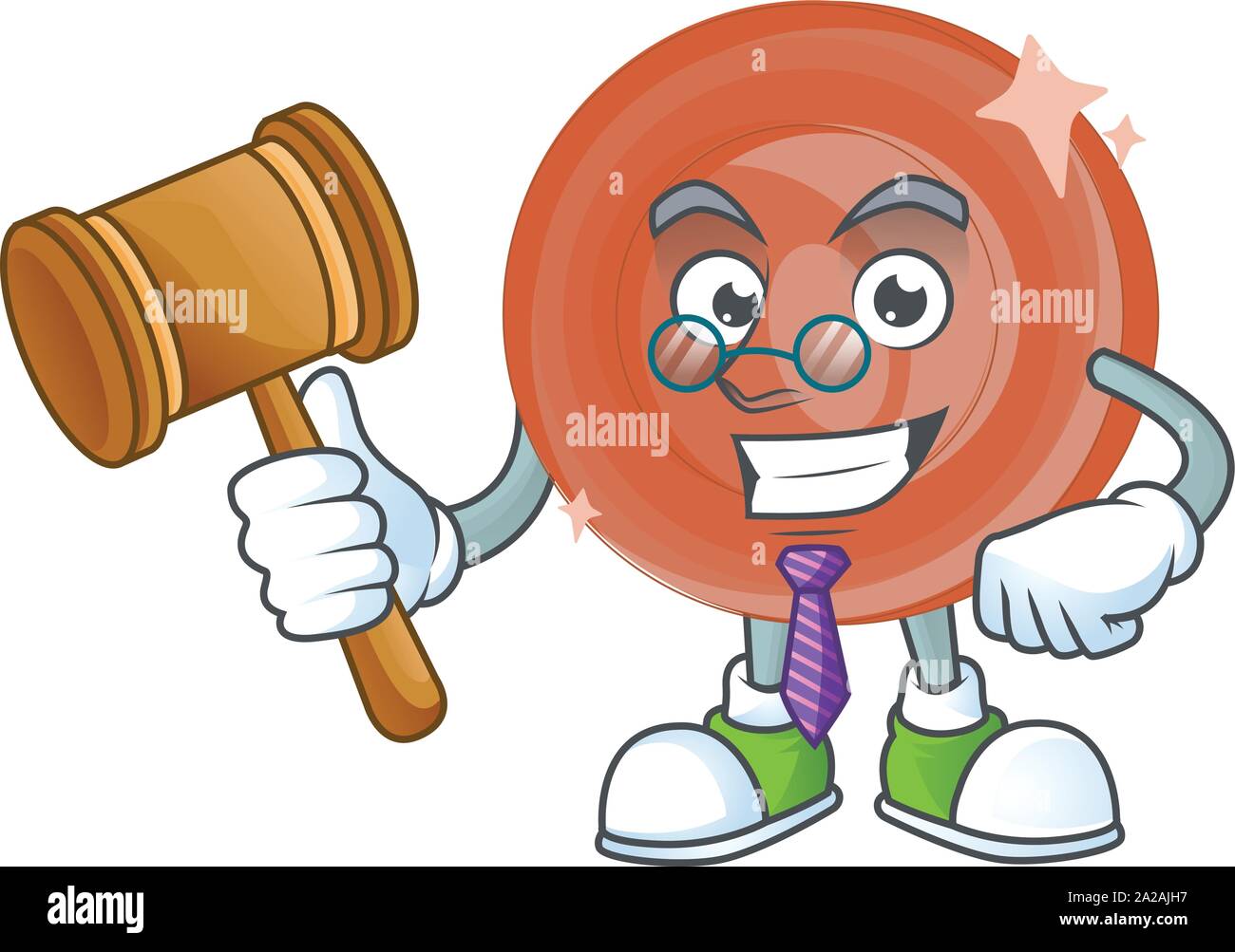 Judge bronze coin cartoon character mascot style. Stock Vector