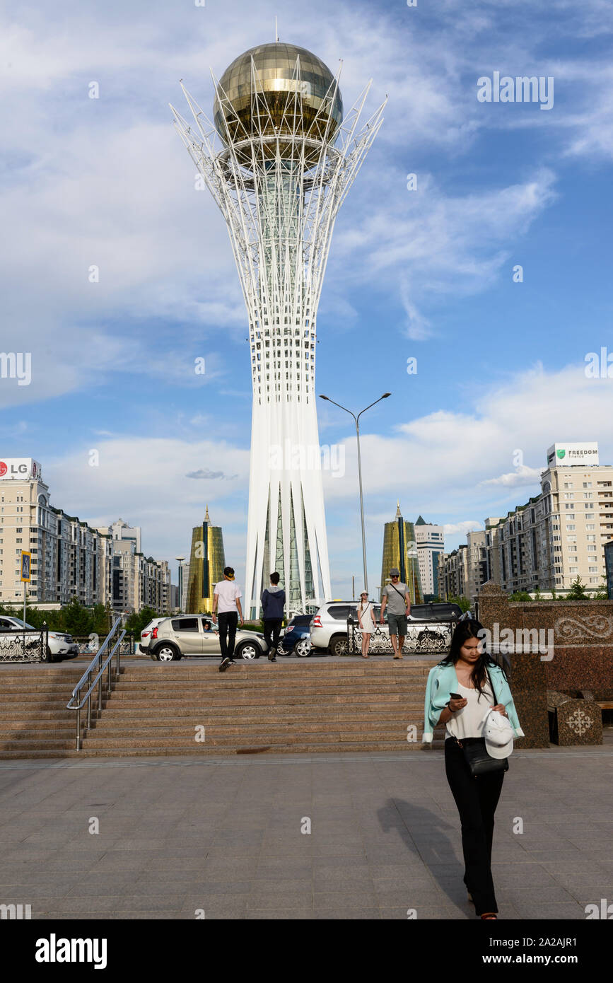 Bayterek Tower in Nur-Sultan, Kazakhstan. Stock Photo