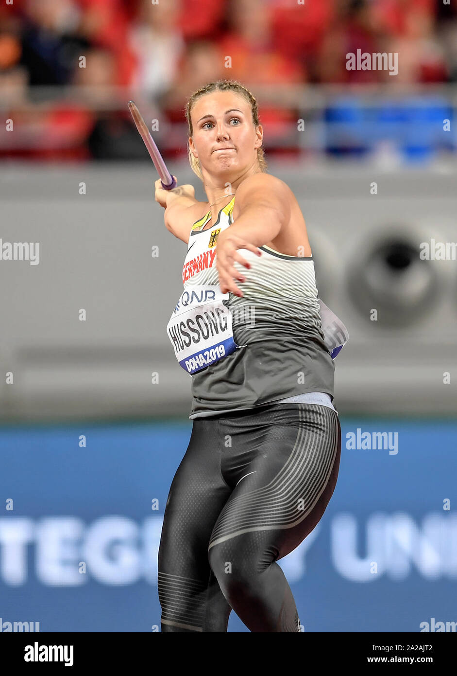 Christin Hussong (Germany). Javelin Throw final. IAAF World Athletics