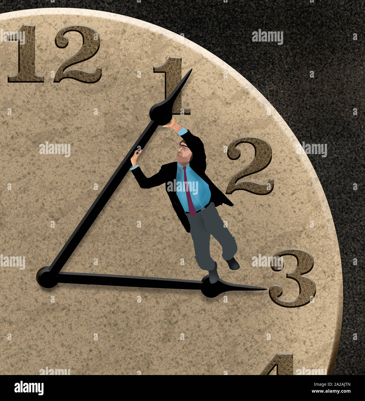 Man moving clock minute hand Stock Photo Alamy