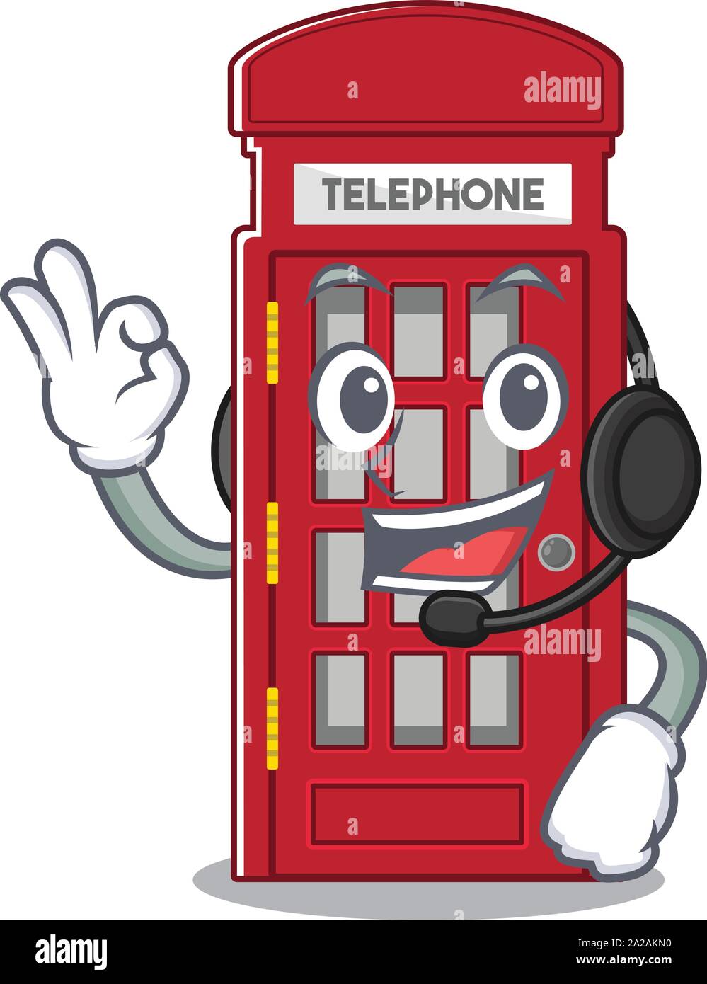 With headphone telephone booth isolated with the cartoon Stock Vector
