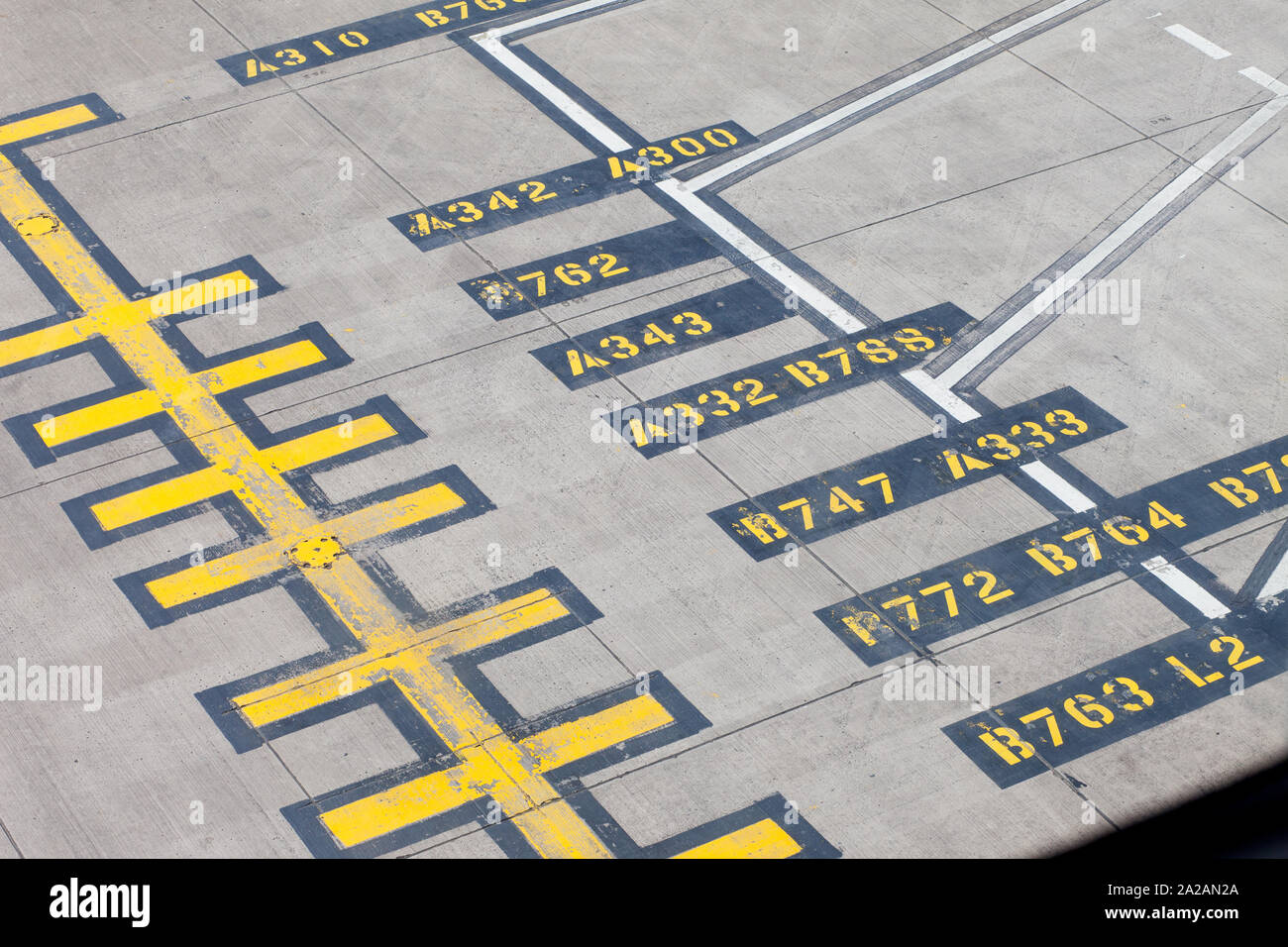Abstract shot of the apron/taxiway markings at Manchester International