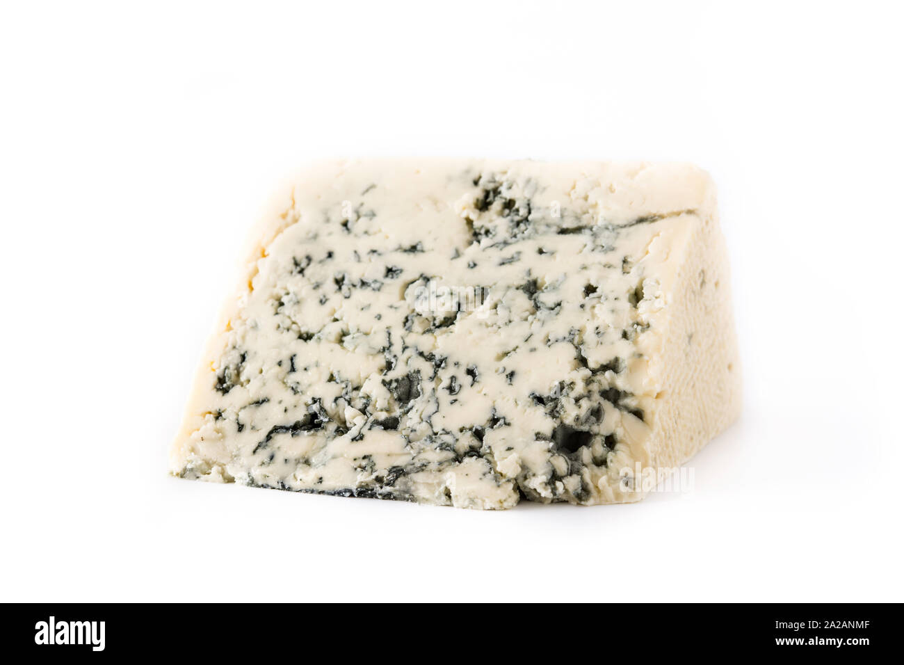 Blue cheese slice isolated on white background Stock Photo