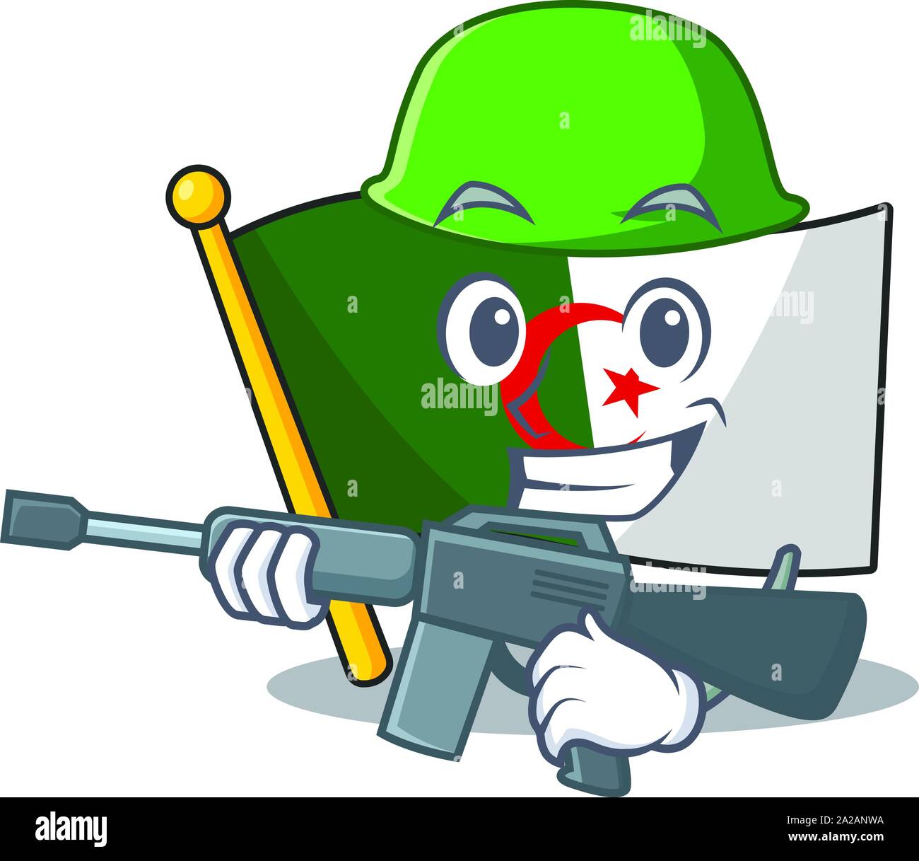 Army flag algeria cartoon isolated the mascot Stock Vector