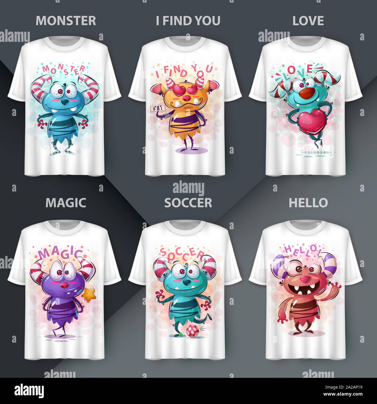 Cartoon monster - cute set character Stock Vector