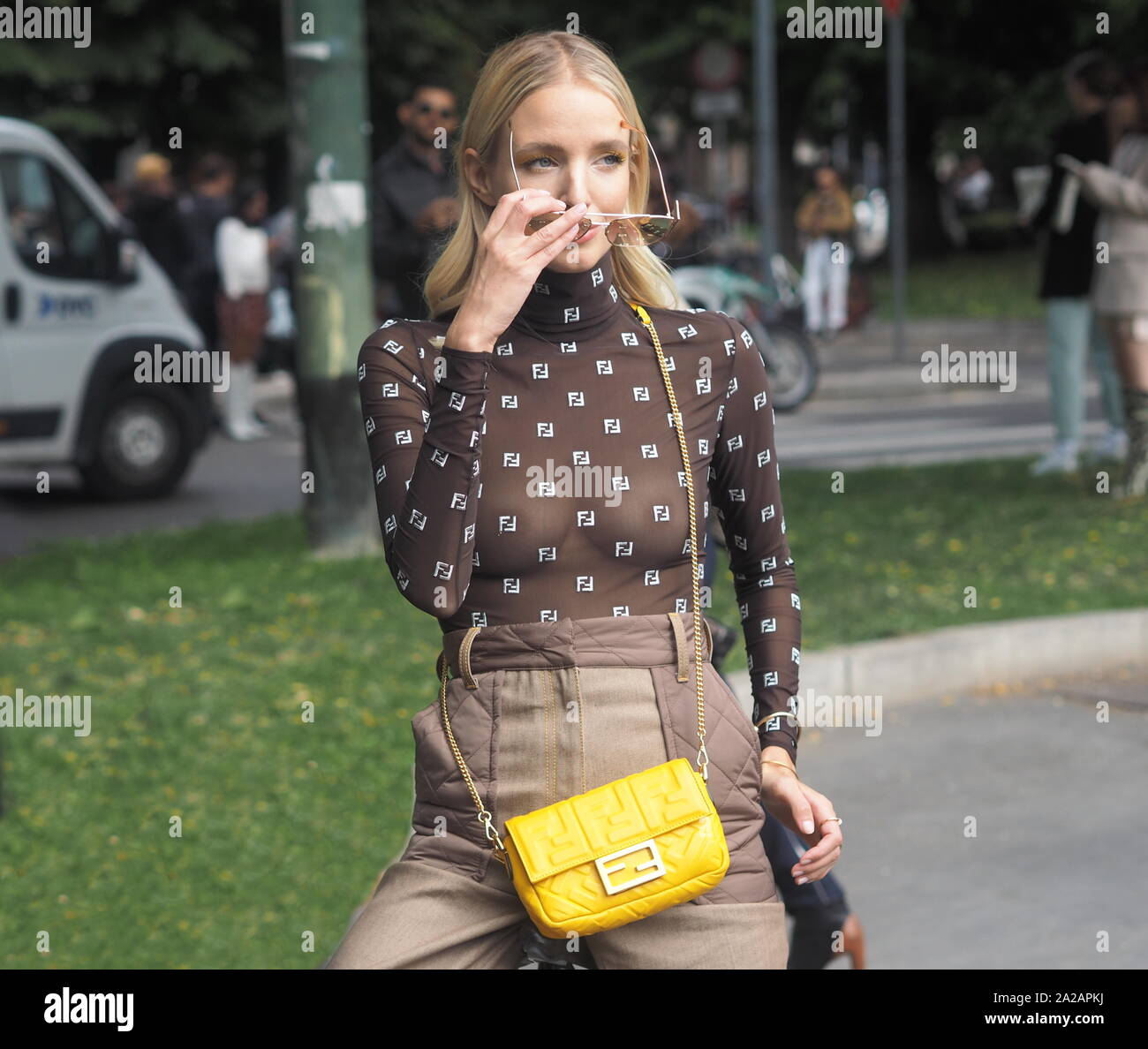 MILAN, Italy: 19 September 2019: Leonie Hanne street style outfit before  Fendi fashion show during Milan fashion week Spring/summer 2019/2020 Stock  Photo - Alamy