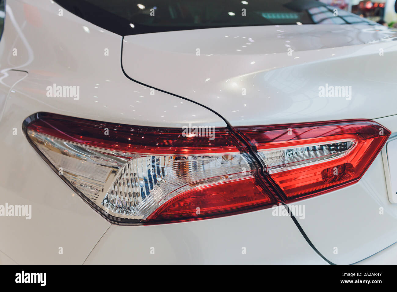 Car detail. New led taillight by night. The rear lights of the car, in ...