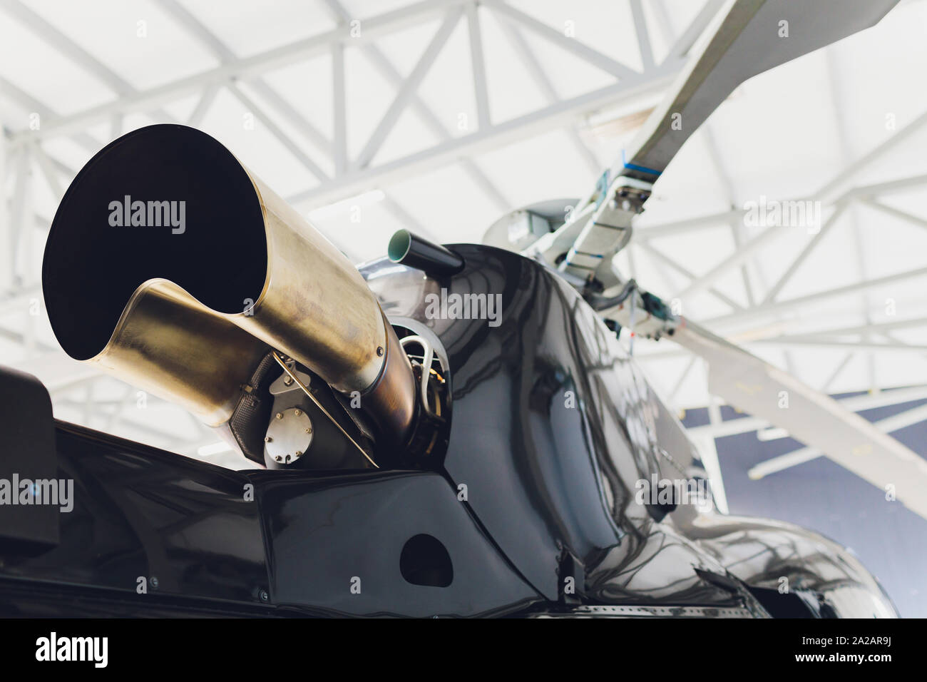 Partial view of a black helicopter turbine Stock Photo Alamy