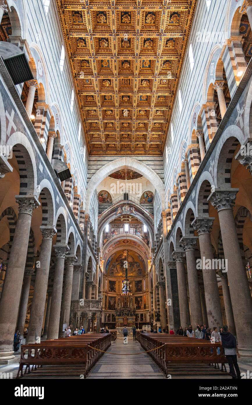 Architectural Ceiling Detail Above The Nave Of Pisa Cathedral, Pisa ...