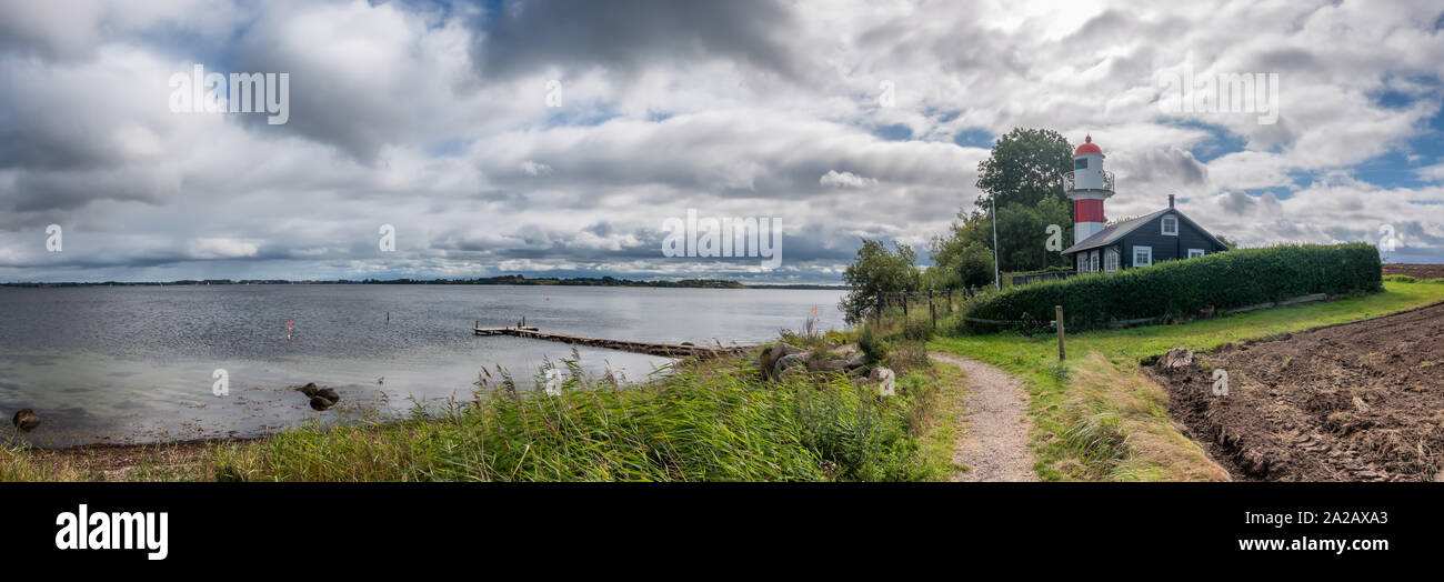 Small lighthouse at Gendarmstien near Egernsund, Denmark Stock Photo