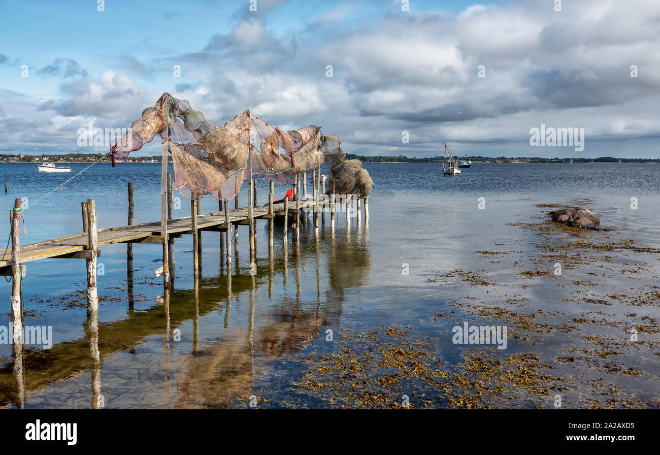 Small Jetty pier near Egernsund at Gendarmstien, Denmark Stock Photo ...