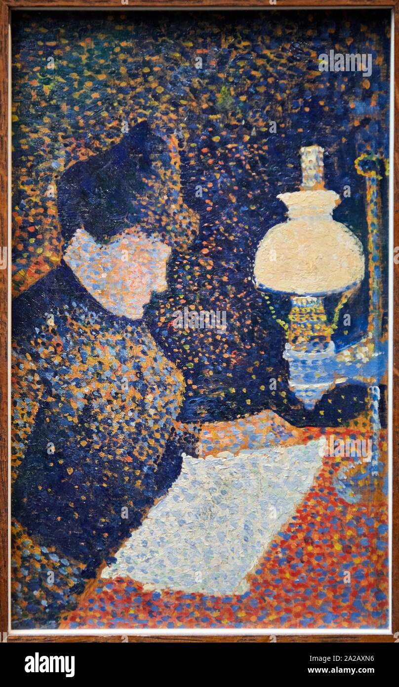 '''Femme sous la lampe'', 1890, Paul Signac, Musée d'Orsay, Paris, France, Europe Stock Photo