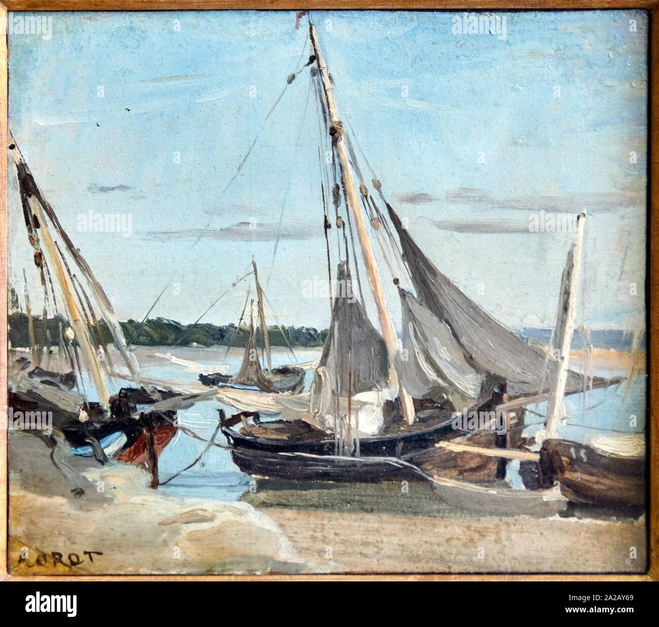 '''Trouville, bateaux de pêche échoués dans le chenal'', 1848-1875, Camille Corot, Musée d'Orsay, Paris, France, Europe Stock Photo