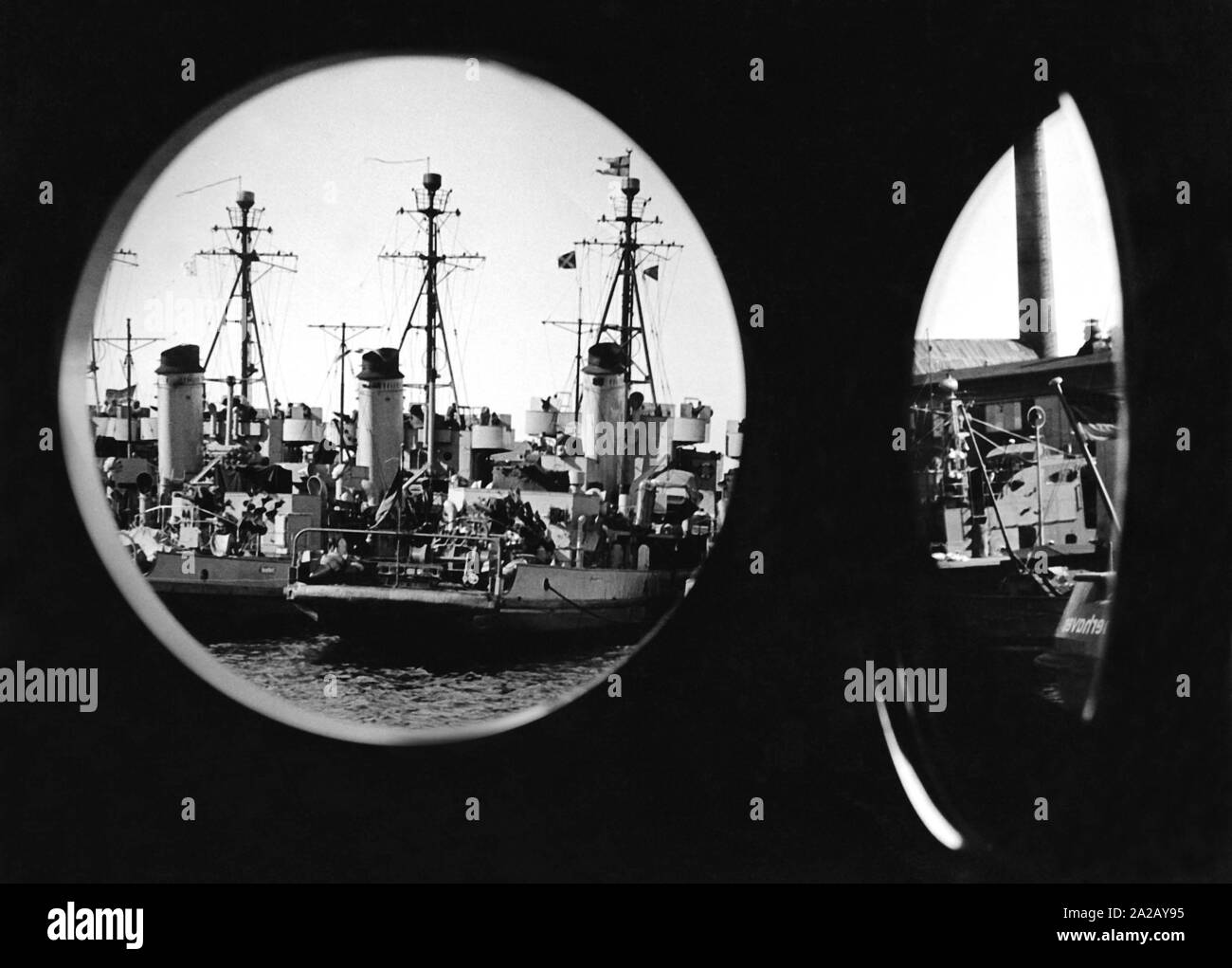 Warships of the German Navy in the port of Bremerhaven. Stock Photo