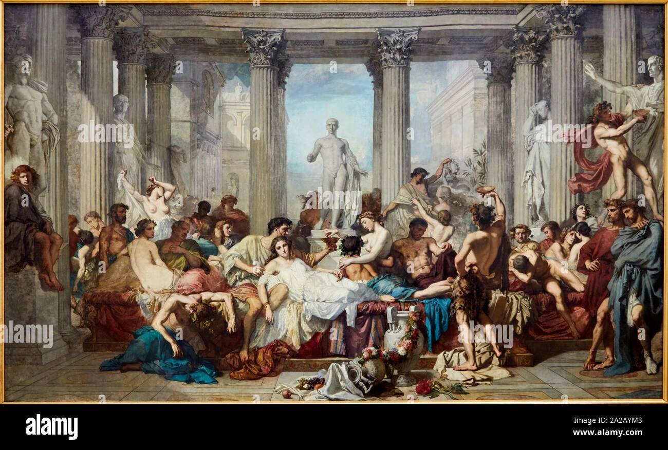 '''Romains de la décadence'' dit aussi ''L'Orgie romaine'', 1847, Thomas Couture, Musée d'Orsay, Paris, France, Europe Stock Photo