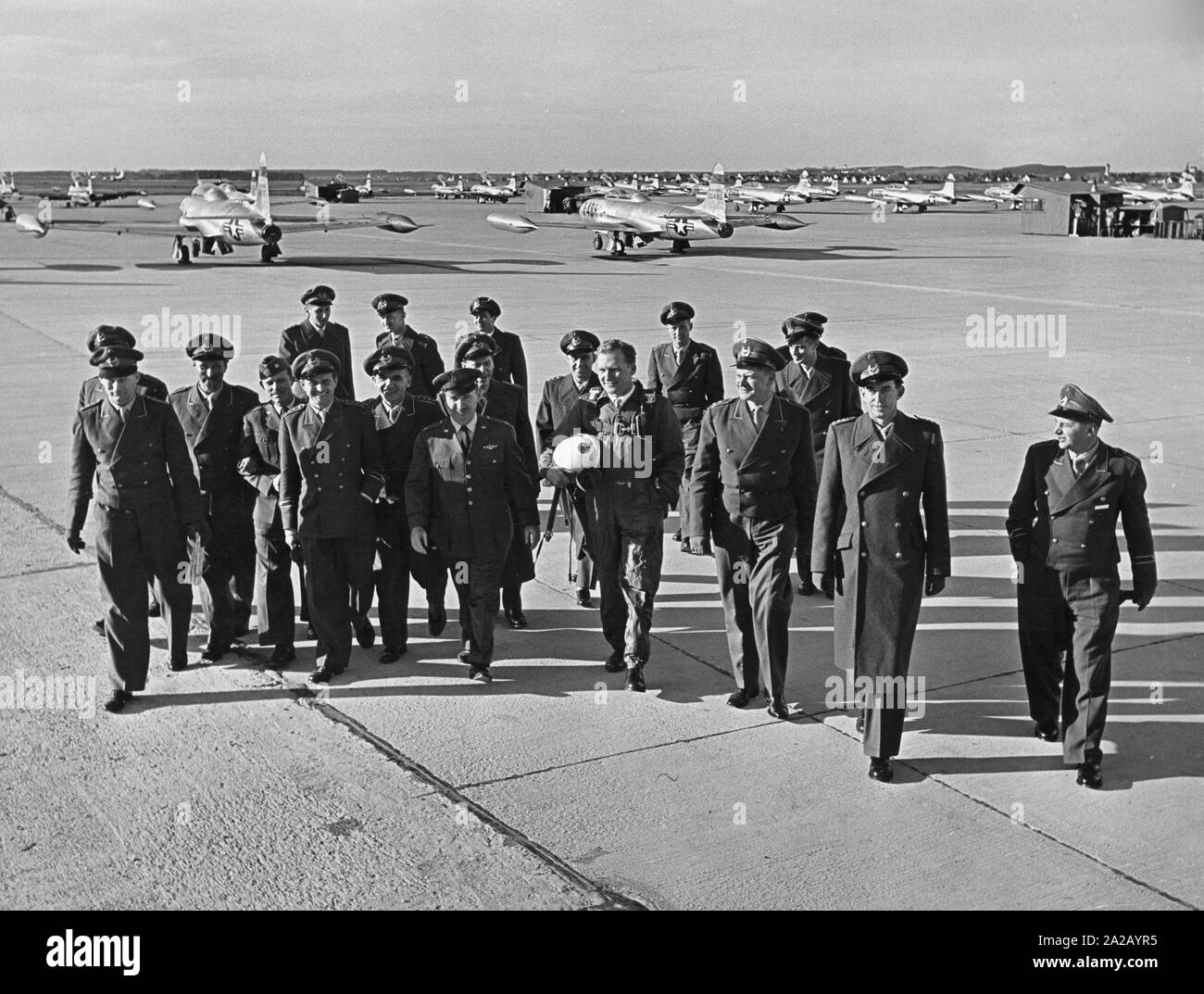 Officers of the German Air Force in the company of American Air Force