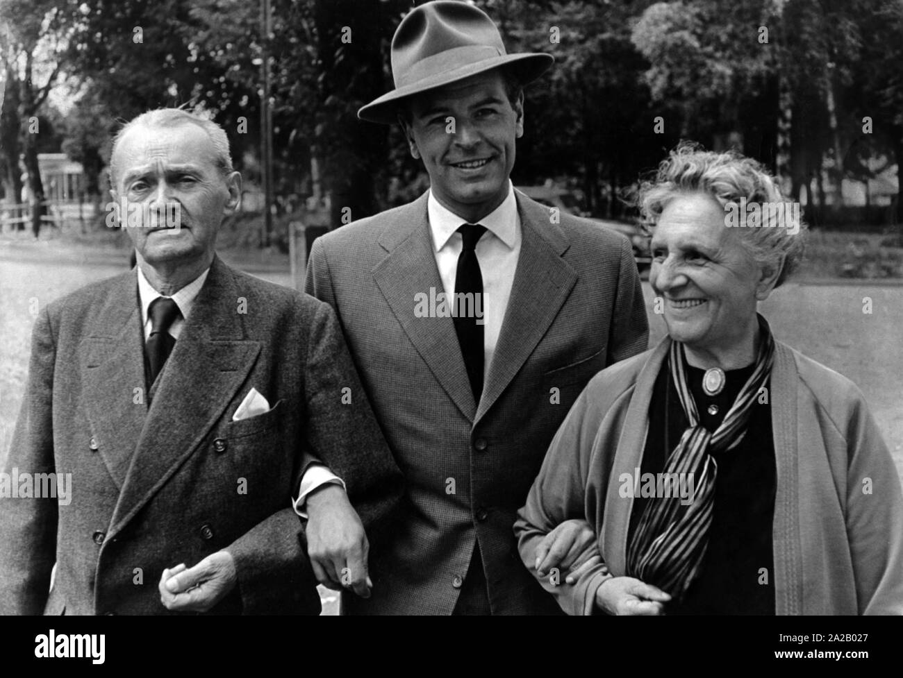 O.W. Fischer with his parents. Stock Photo