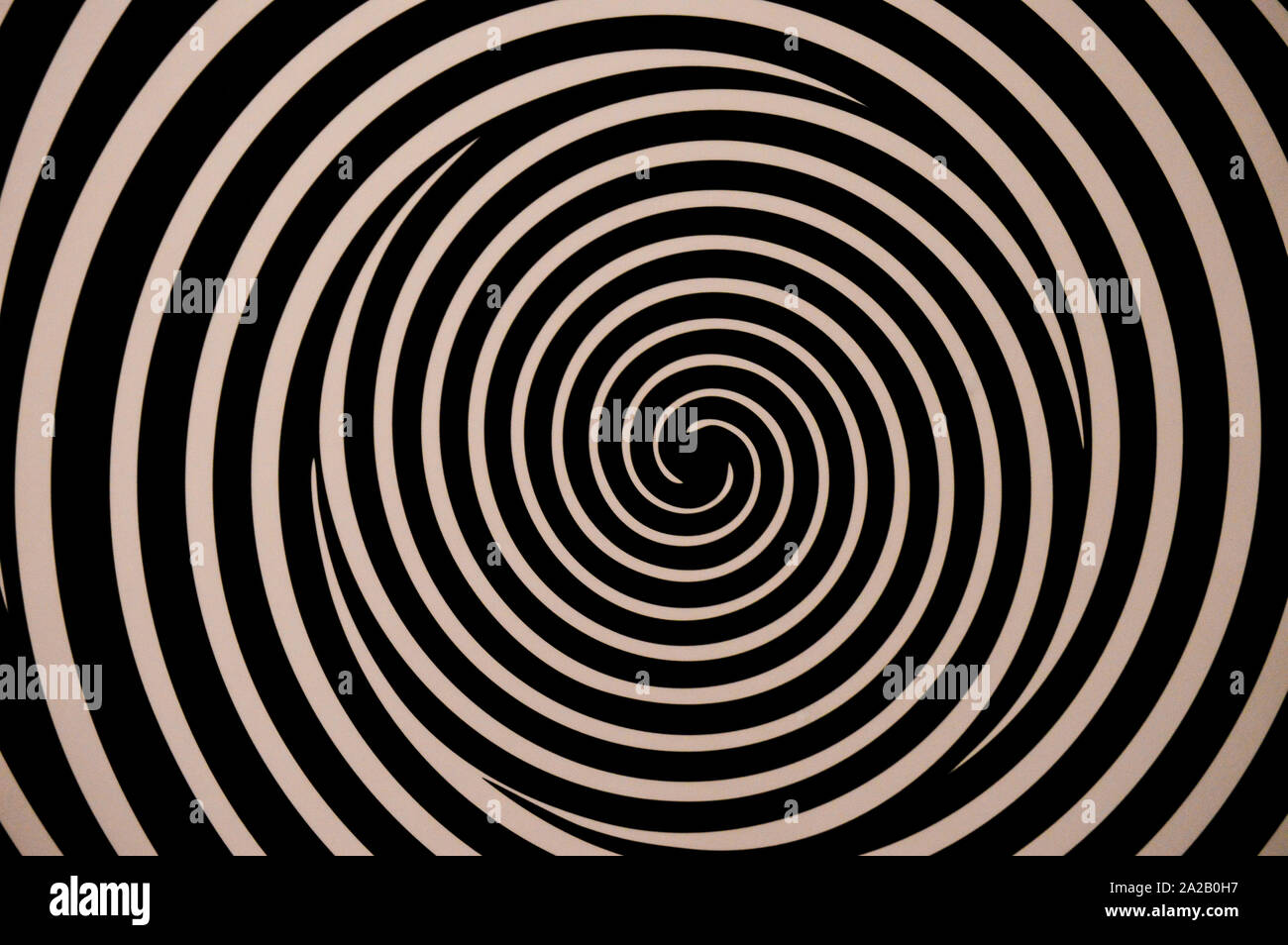 Optical illusion, black and white spinning spirals Stock Photo