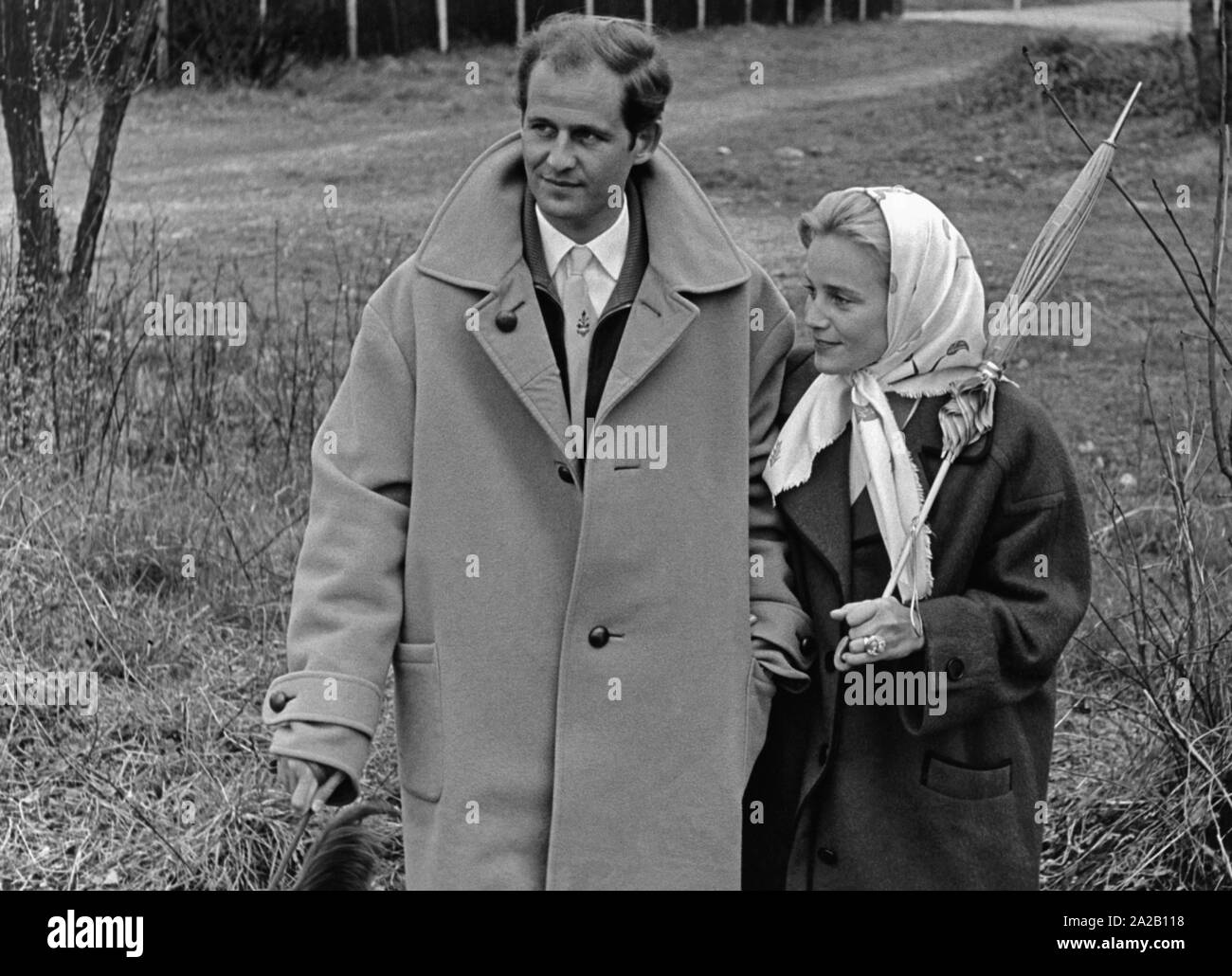 Maria Schell, Austrian-Swiss actress, with her husband Horst Haechler. Stock Photo