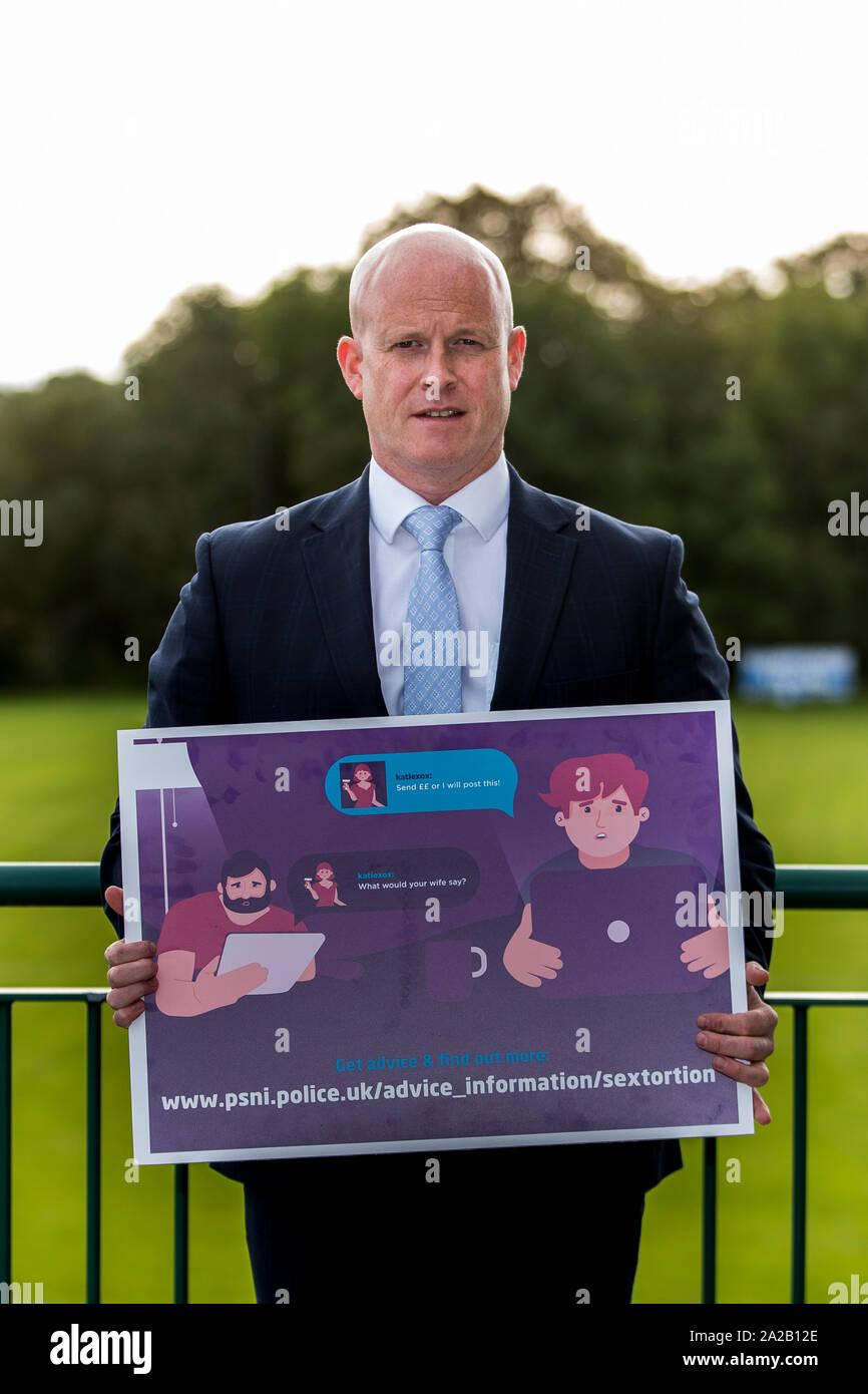 PSNI Detective Superintendent Rowan Moore, who has urged the public to be careful around who they befriend online, as the PSNI launch a new online awareness campaign against sextortion today in Belfast. Stock Photo