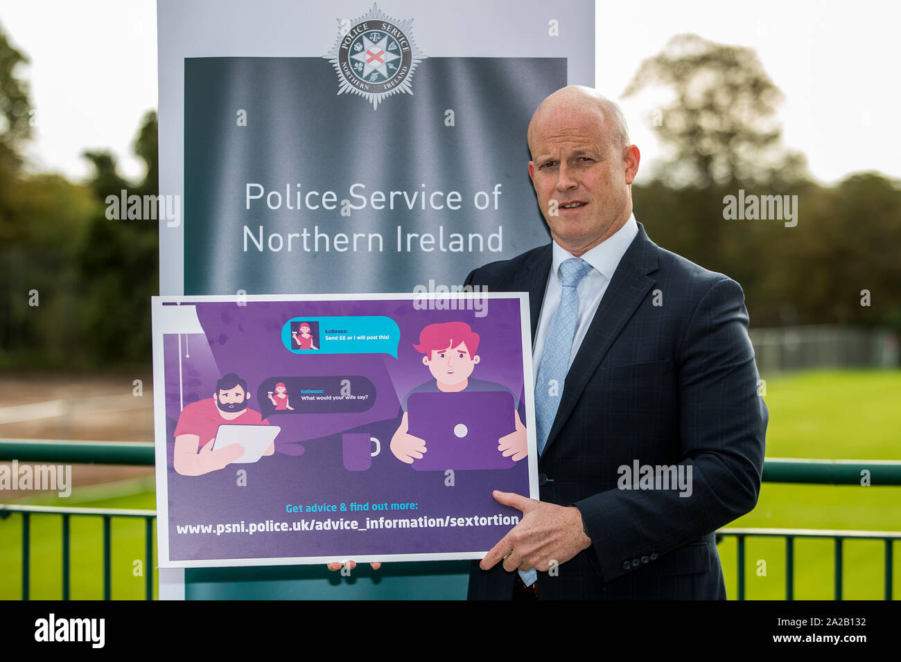 PSNI Detective Superintendent Rowan Moore, who has urged the public to be careful around who they befriend online, as the PSNI launch a new online awareness campaign against sextortion today in Belfast. Stock Photo
