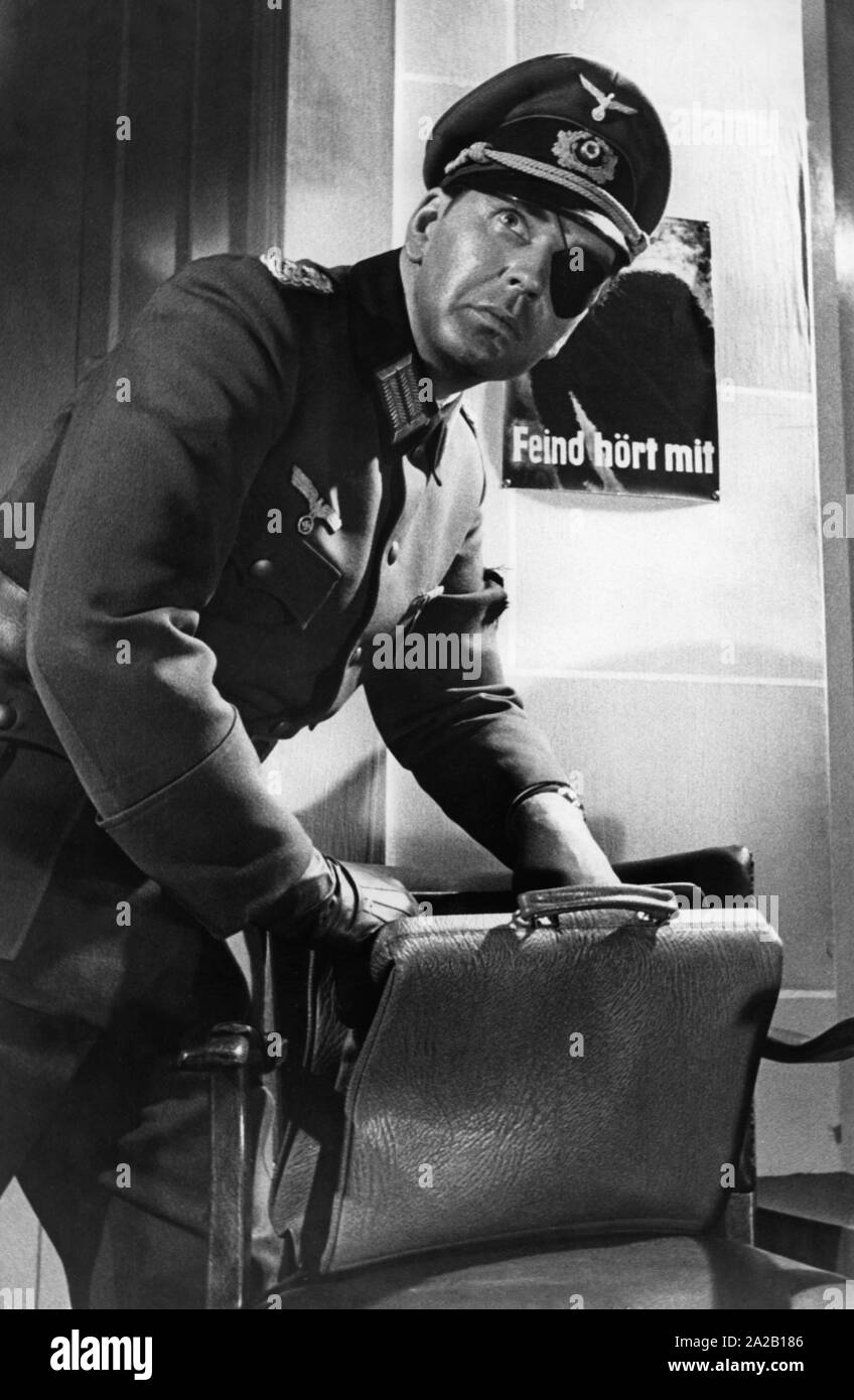 The Swiss actor Bernhard Wicki in the role of Count von Stauffenberg in the movie 'It happened on July 20th'. Stock Photo