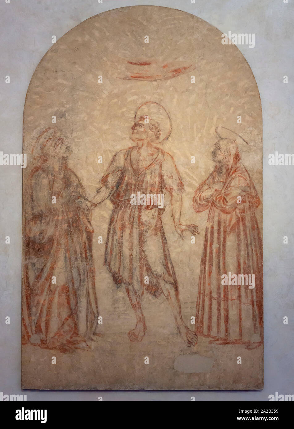 Vision of Saint Jerome between Saint Paula and Saint Eustochius, Andrea di Bartolo, Andrea del Castagno, Sinopia Staccata, 1451-1453, Sant'Apollonia, Stock Photo