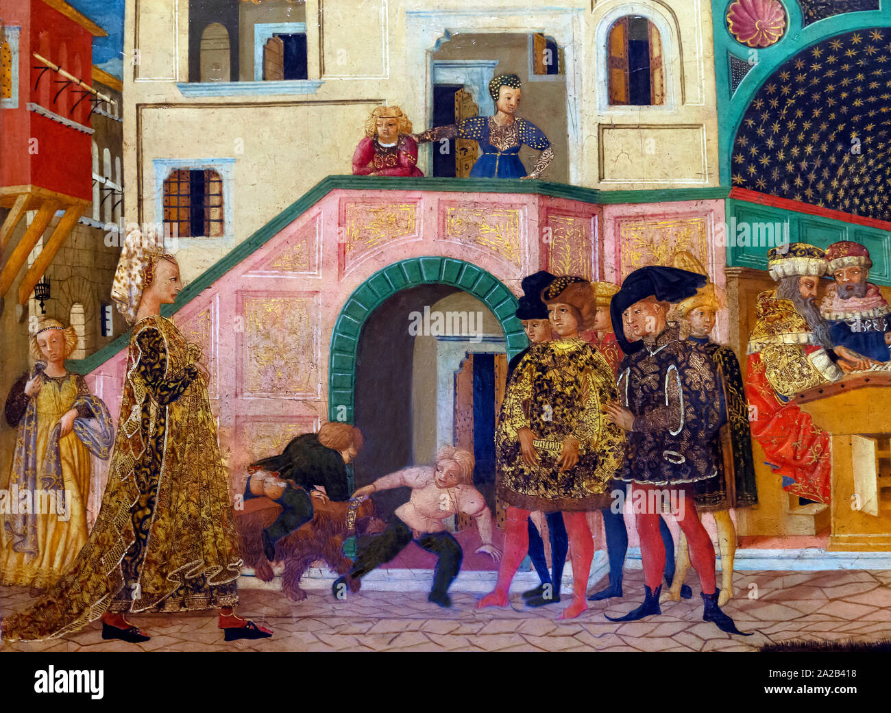 Scenes from the Life of Susanna, detail, Giovanni di Ser Giovanni, Lo Scheggia, circa 1450, Palazzo Davanzati, Florence, Tuscany, Italy, Europe Stock Photo
