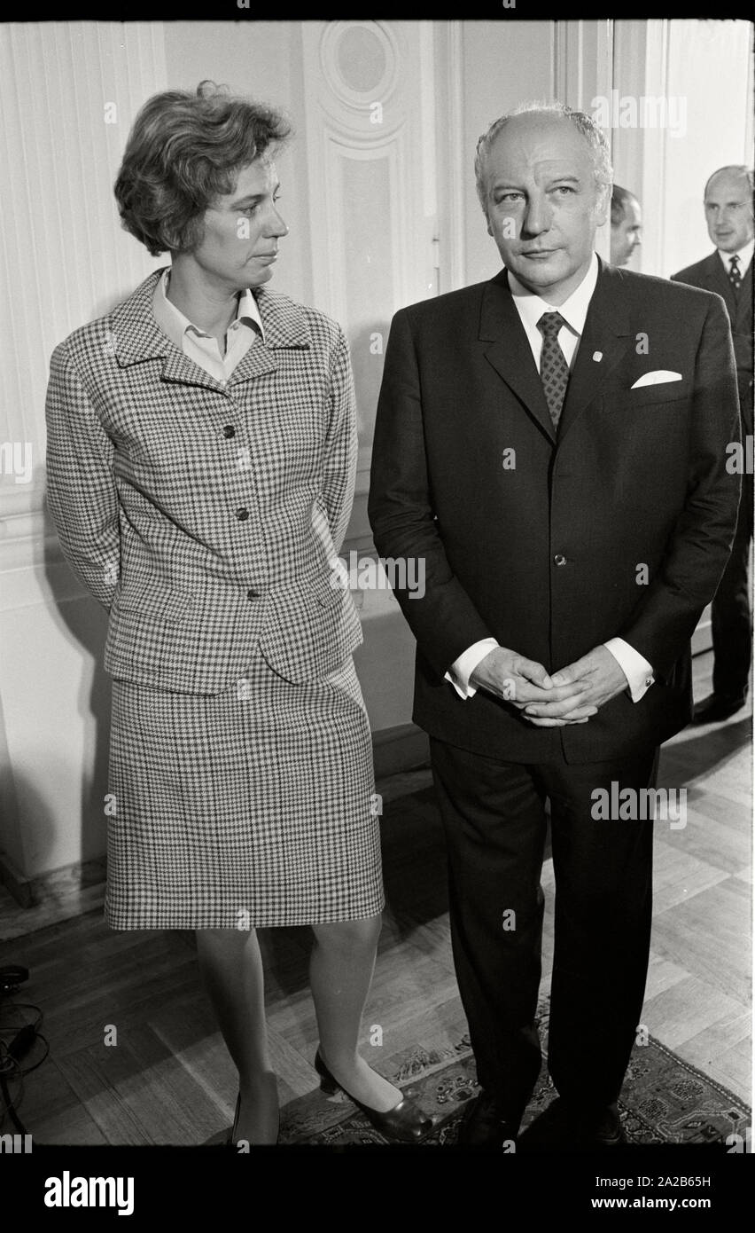 Germany. Bonn. Birthday party of FDP party leader Walter Scheel, 1969 Here, Walter Scheel (right) with his wife Mildred Scheel (left). July 1969. Stock Photo