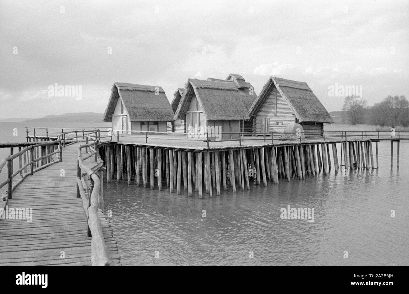 Stilt houses in the pile dwelling village in the Bodensee. The picture