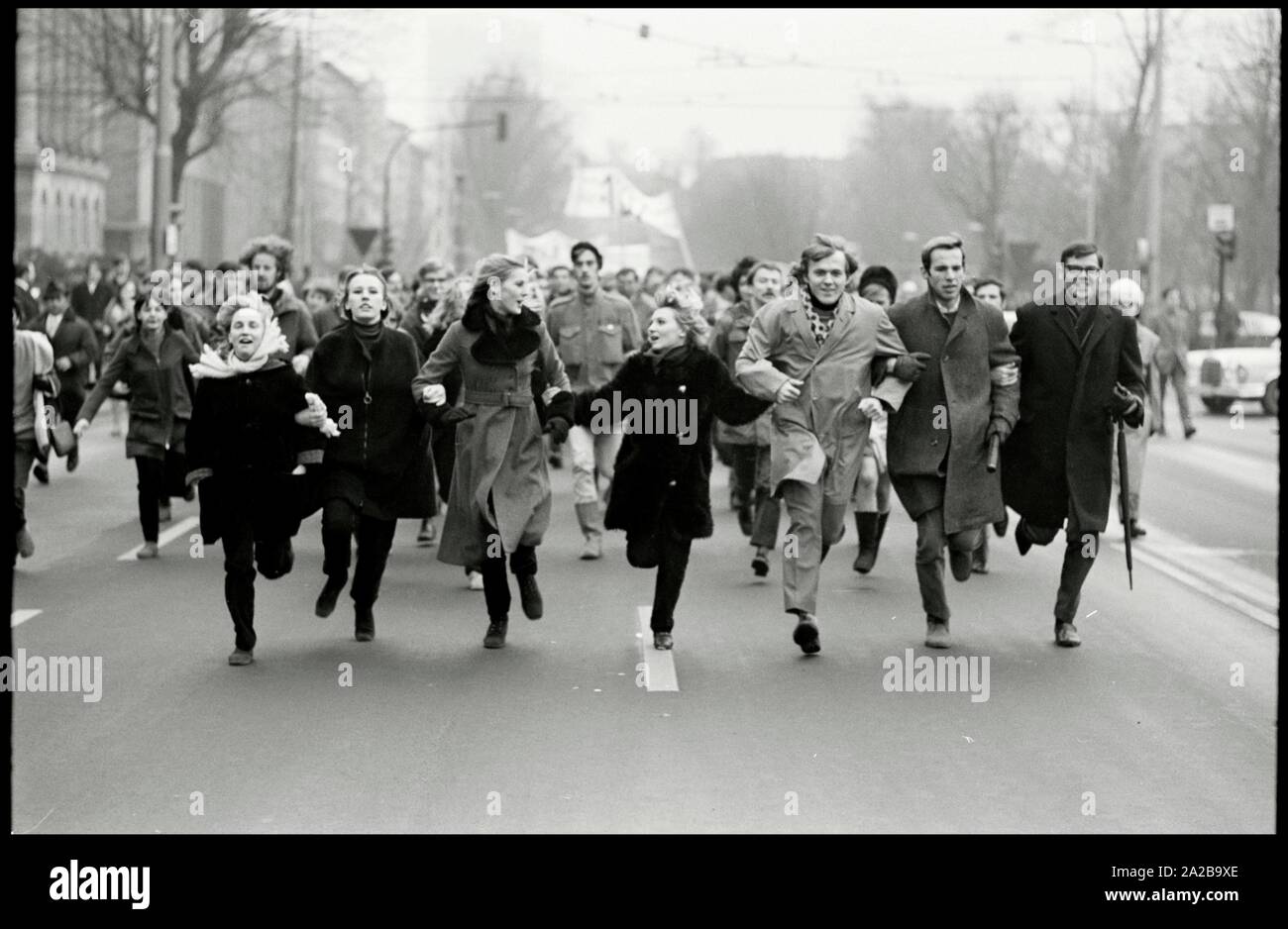 Germany. Frankfurt. 1.February 1969. 1000 Frankfurter students rallying against the state of emergency in Spain.   Copyright Notice: Max Scheler/SZ Photo. Stock Photo