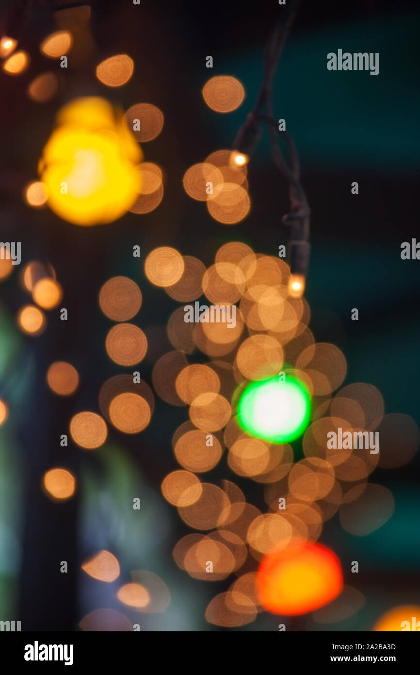 Multicolor background lights in town Stock Photo
