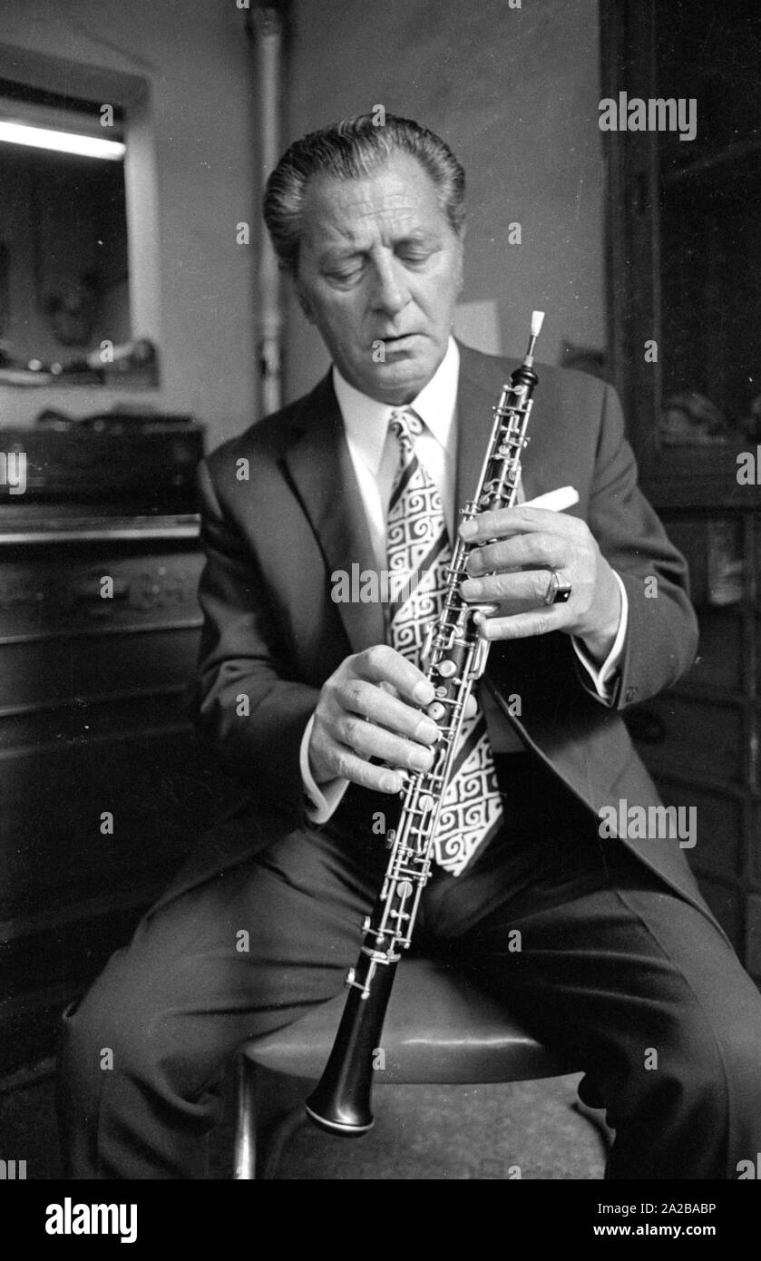 A musician with his instrument, an oboe Stock Photo Alamy
