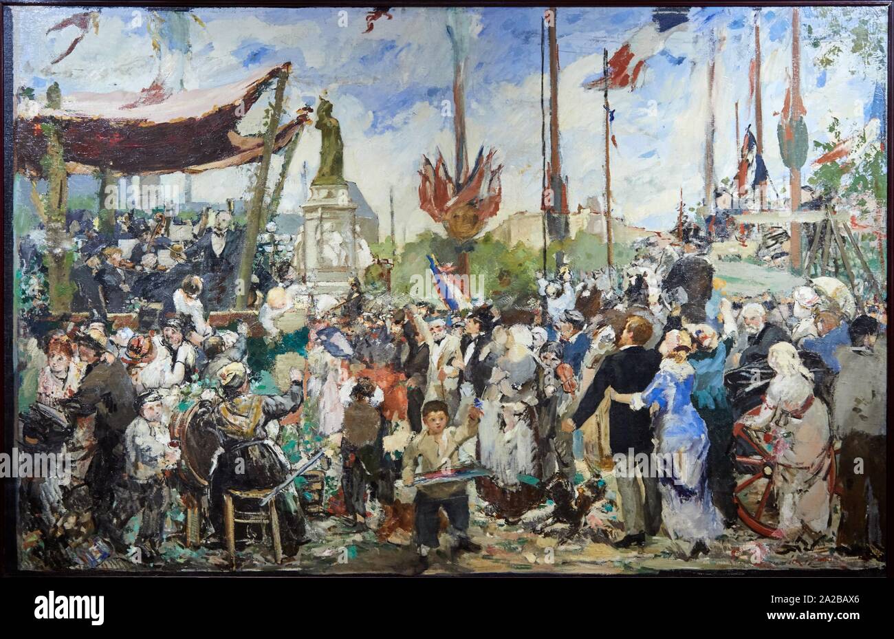 '''14 juillet 1880, inauguration du monument á la République'', Alfred Roll, 1882, Petit Palais Musée des Beaux Arts de la Ville de Paris, France, Stock Photo
