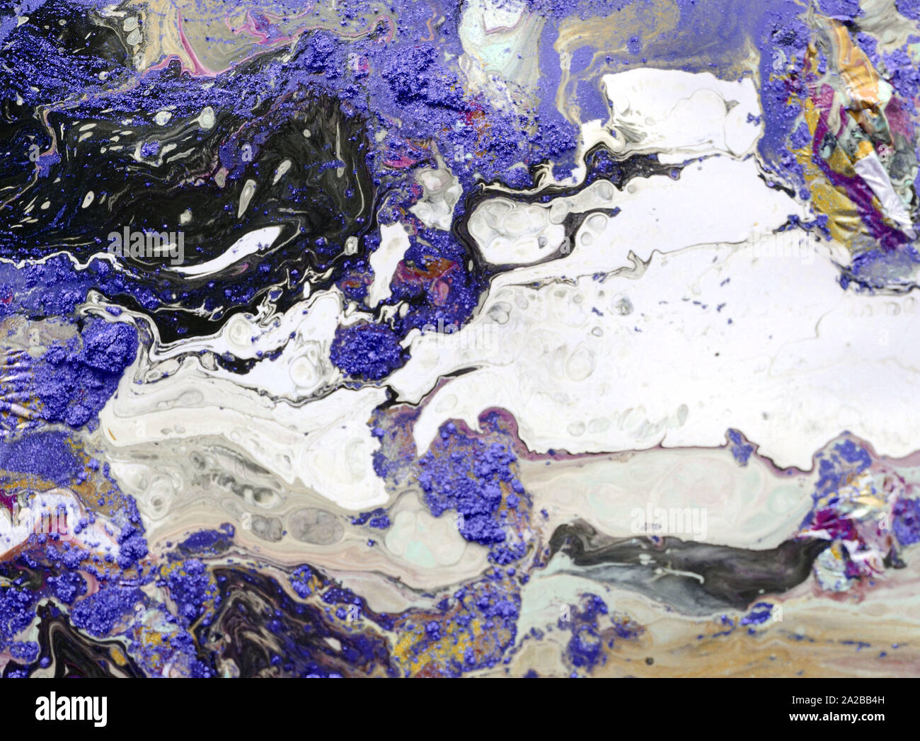 Violet with black wet abstract paint leaks and splashes texture on ...