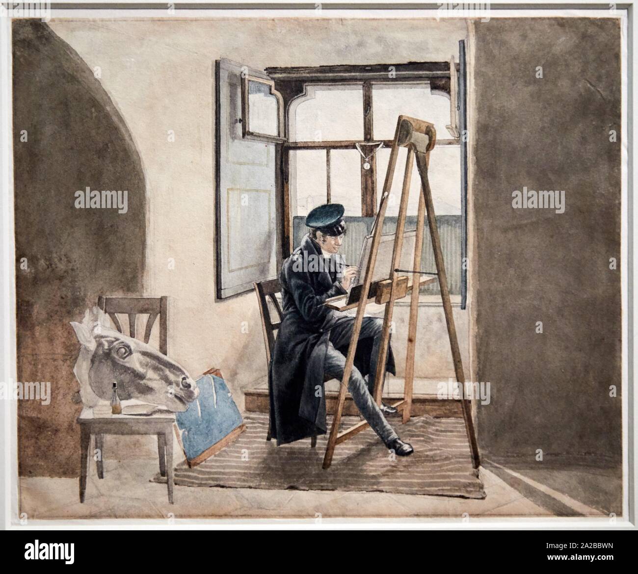 '''Le Peintre Johann Adam Klein devant son chevalet'', 1818, Johann Christoph Erhard, L'Allemagne romantique exhibition, Dessins des musées de Stock Photo