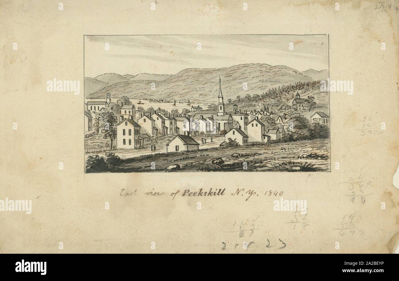 East view of Peekskill N.Y. 1840. Barber, John Warner (1798-1885) (Artist). I. N. Phelps Stokes Collection of American Historical Prints Individual Stock Photo