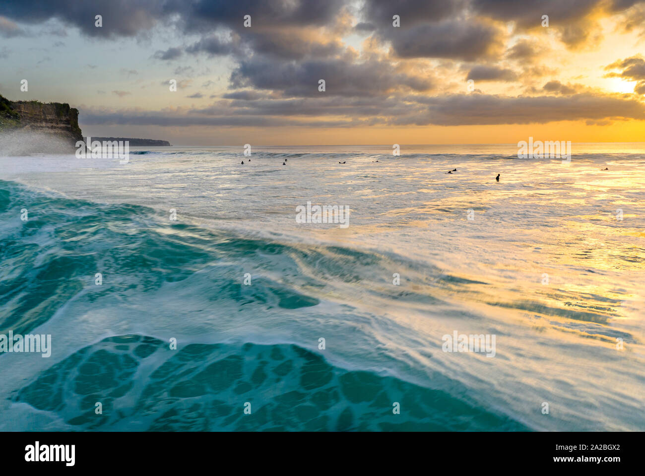 Aerial surfers in ocean sunset hi-res stock photography and images - Alamy
