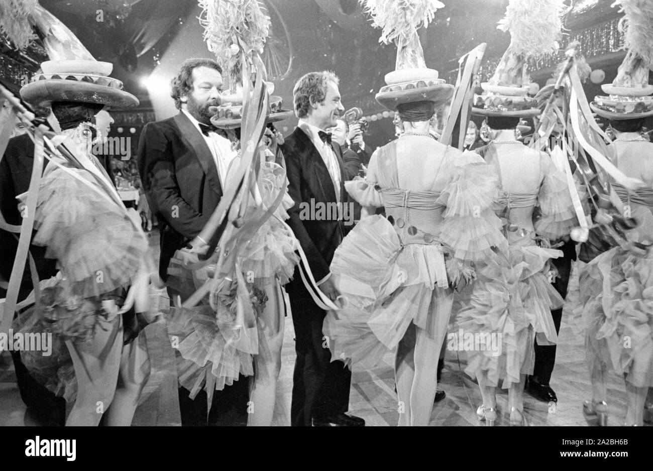 The actors Bud Spencer (l.) and Terence Hill (r.) at the German Film Ball 1974 in the Bayerischer Hof. Stock Photo