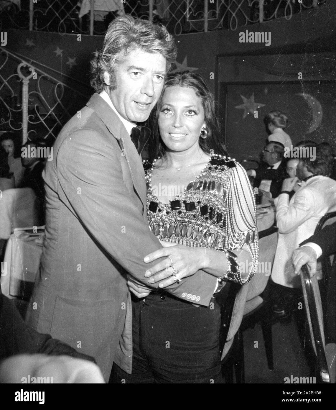 Rudi Carrell and his wife Anke Bobbert at the German Film Ball 1974 in