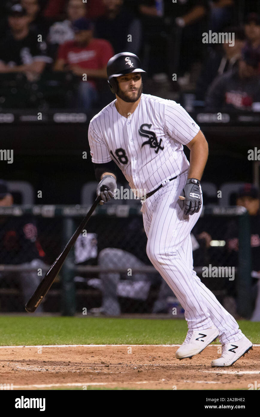 Chicago White Sox Daniel Palka follows through on a RBI single against the  Baltimore Orioles in the first inning of a baseball game, Friday, Sept. 14,  2018, in Baltimore. (AP Photo/Gail Burton